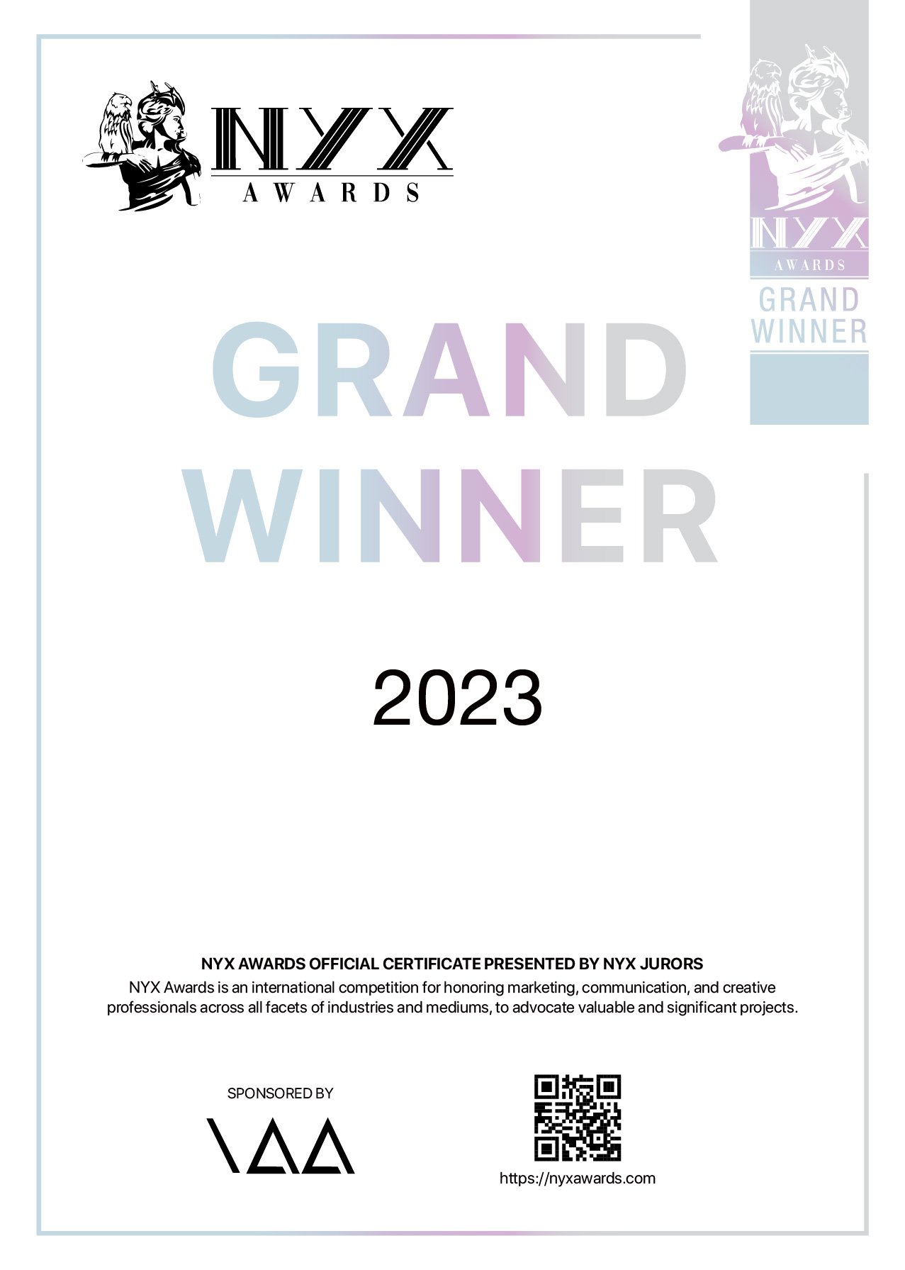 2022 NYX Marketing & Communication Awards (Marcom Awards) Certificates