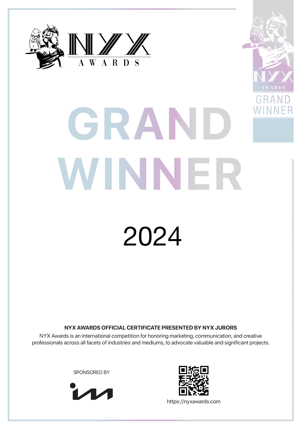2022 NYX Marketing & Communication Awards (Marcom Awards) Certificates