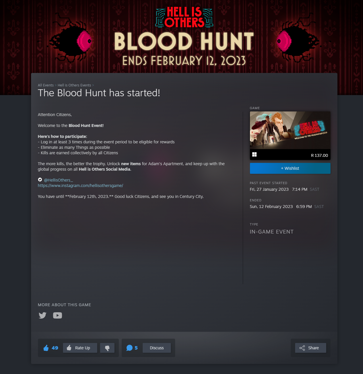 Hell is Others Bloodhunt Event - NYX Awards Winner 