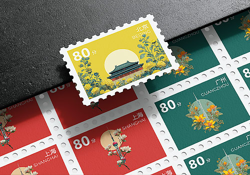 NYX Awards 2025 silver Winner  - Blooming Landmarks Stamp and Postcard Collection by Haochen He Design